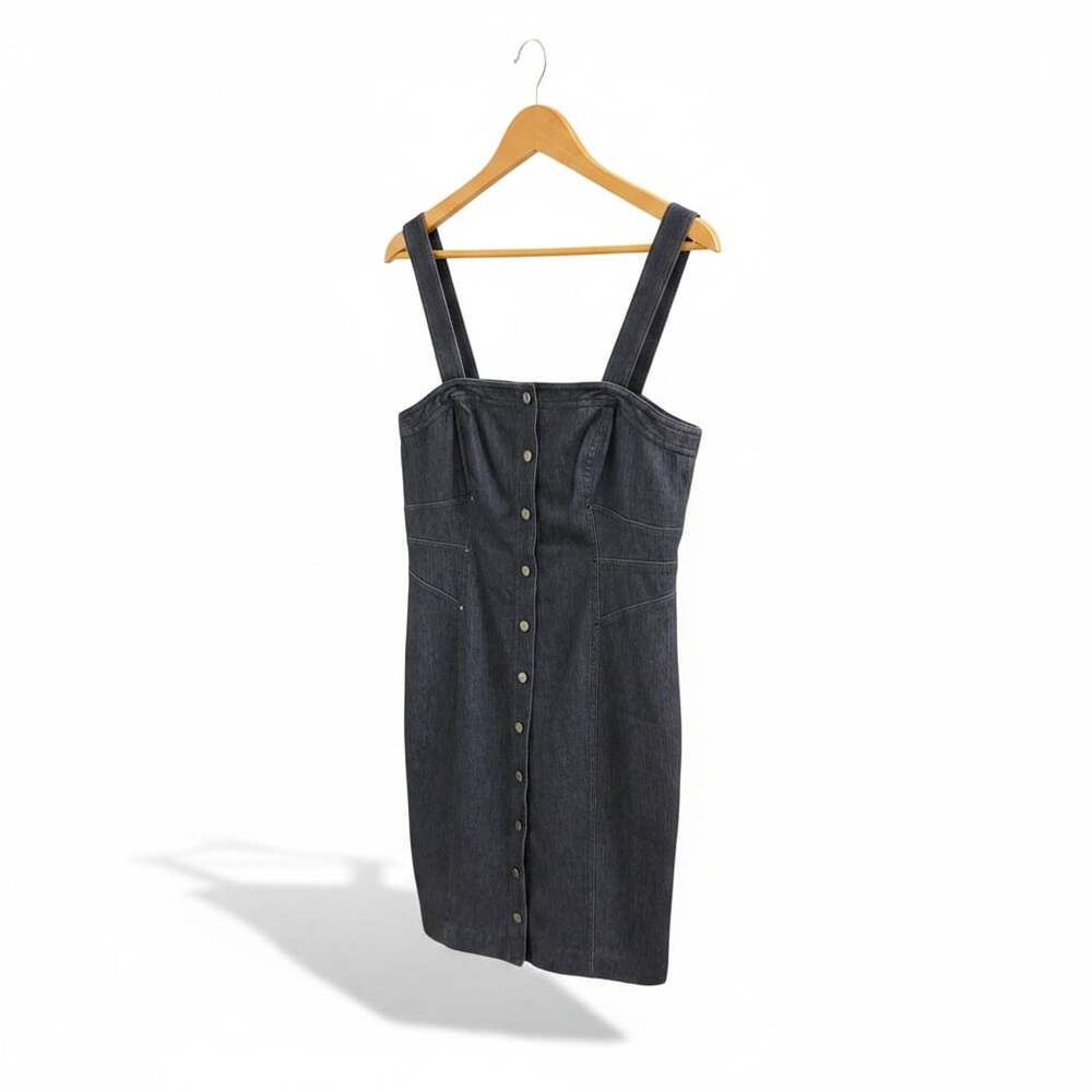 Etcetera Prophecy Dark Wash Button-Front Denim Mini Dress